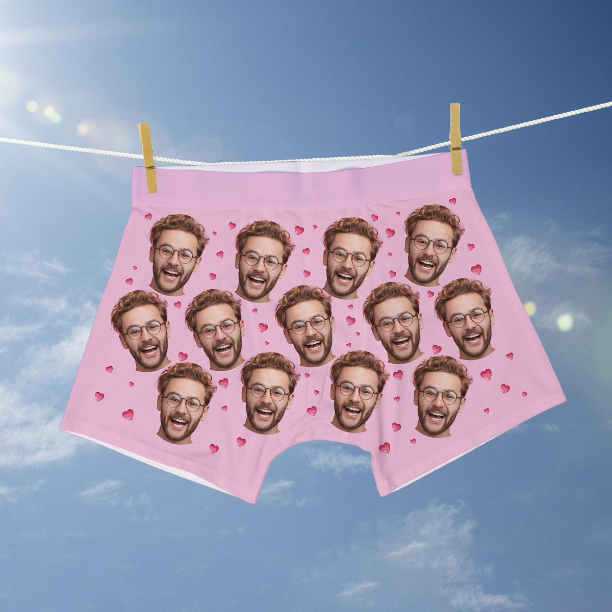 Boxershorts mit Gesicht und Hintergründen