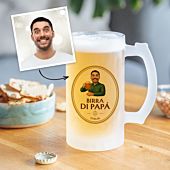 Personalisierbarer Bierkrug mit Gesicht und Logo