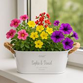 Personalisierbarer Blumenkasten mit Symbol und Text