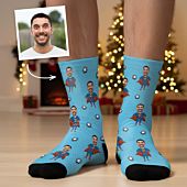 Personalisierbare Socken mit Gesicht und Superhelden