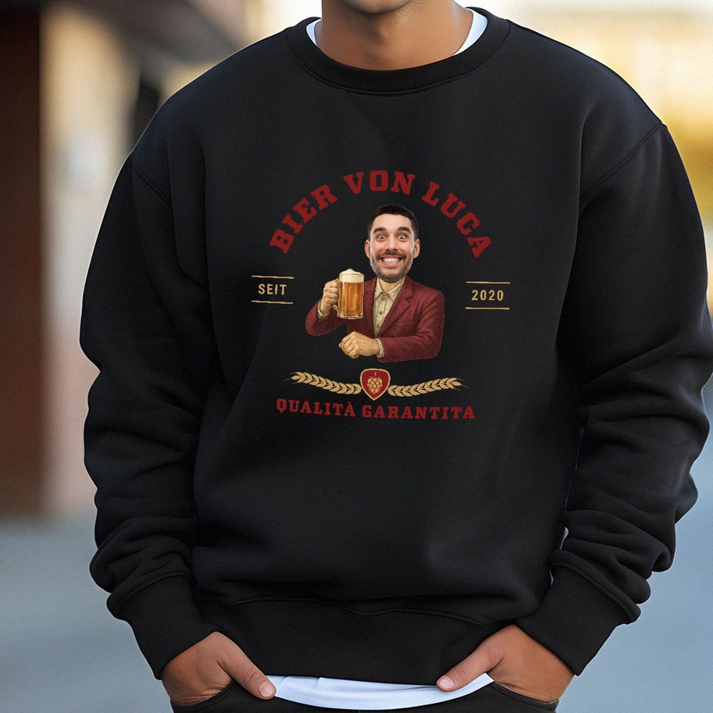 Personalisierbarer Pullover mit Logo und Gesicht