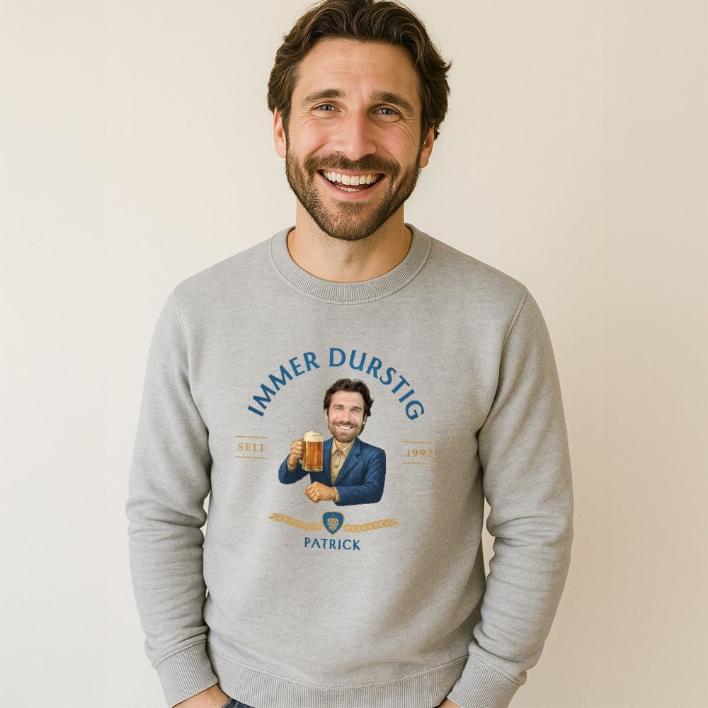 Personalisierbarer Pullover mit Logo und Gesicht