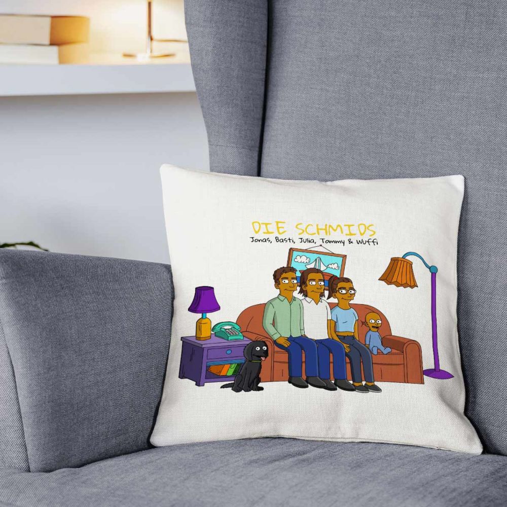 Personalisierbare Kissenbezug-Illustration Cartoon Familie