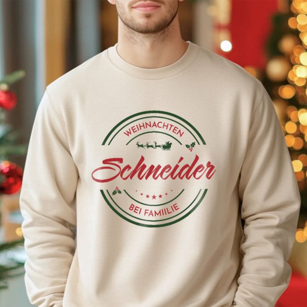 Personalisierbarer Weihnachtspullover mit Name und Text