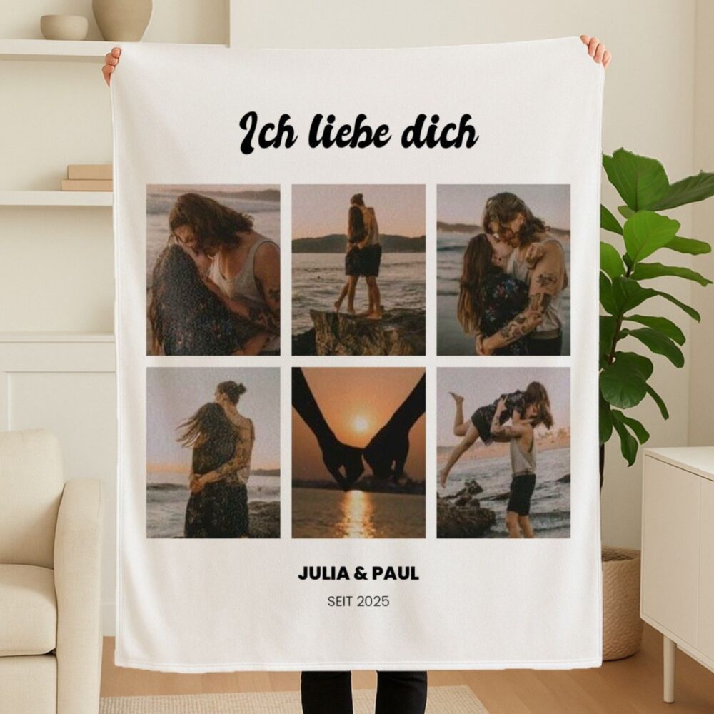 Personalisierbare Decke mit Foto und Text