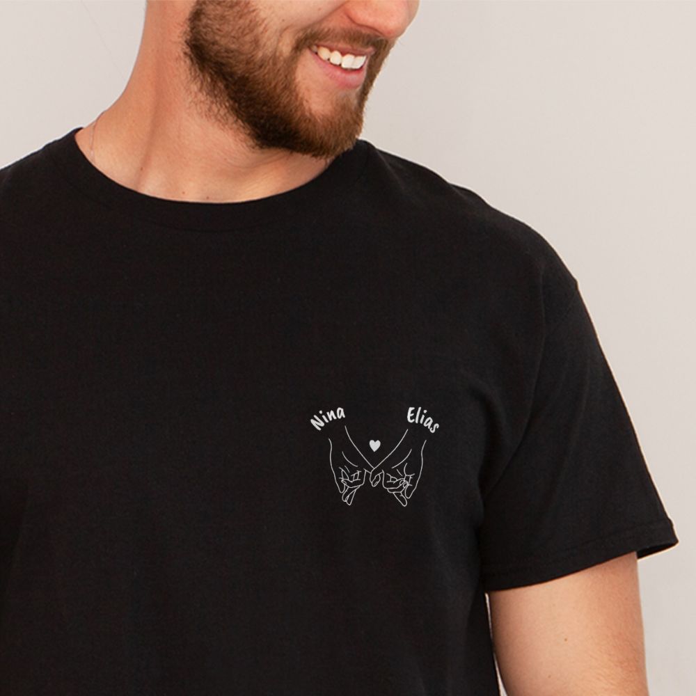 Personalisierbares T-Shirt mit Handsymbol und Text