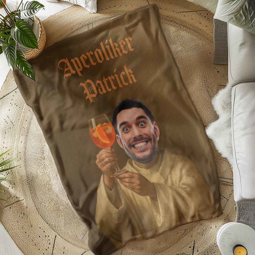Personalisierbare Aperol Decke mit Gesicht