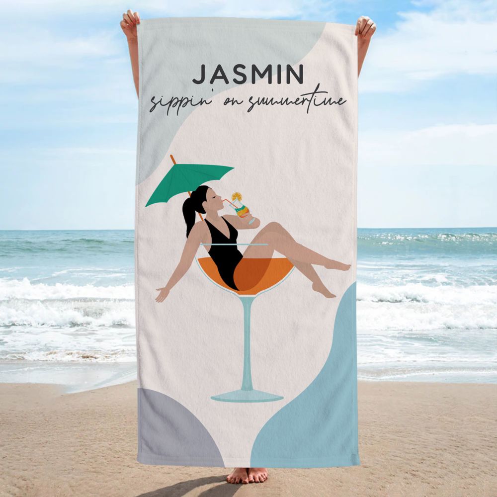 Personalisierbare Handtuch-Illustration Cocktailglas