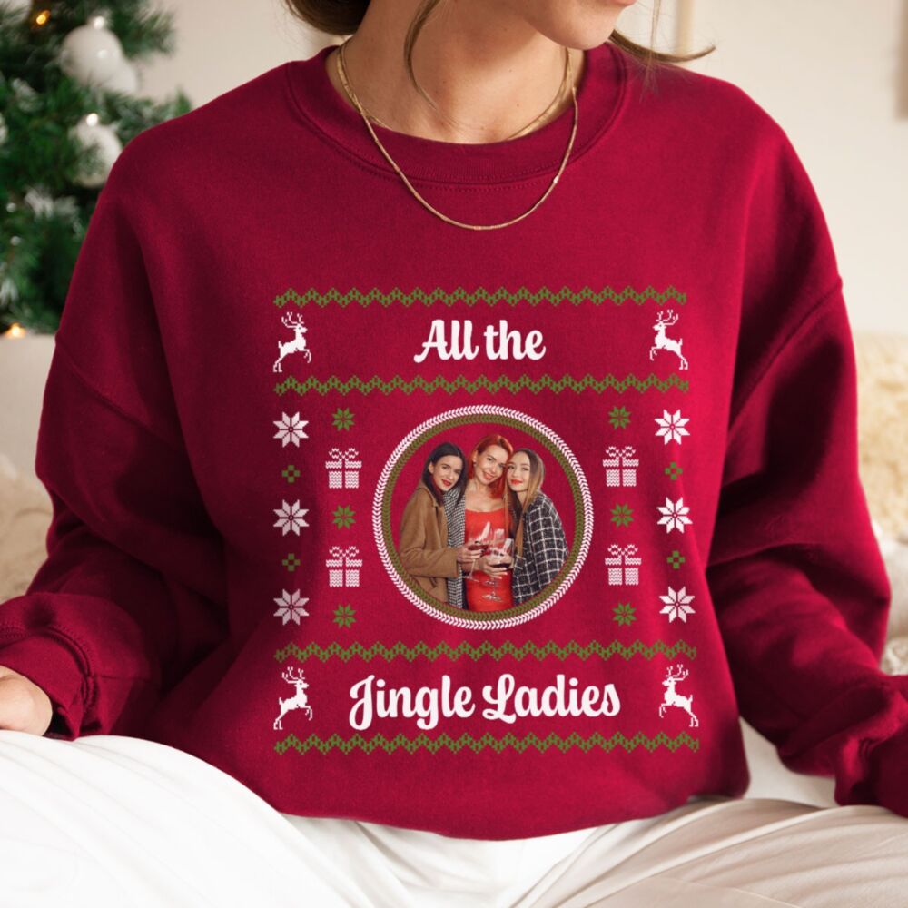 Personalisierbarer Weihnachtspullover mit Foto und Text 
