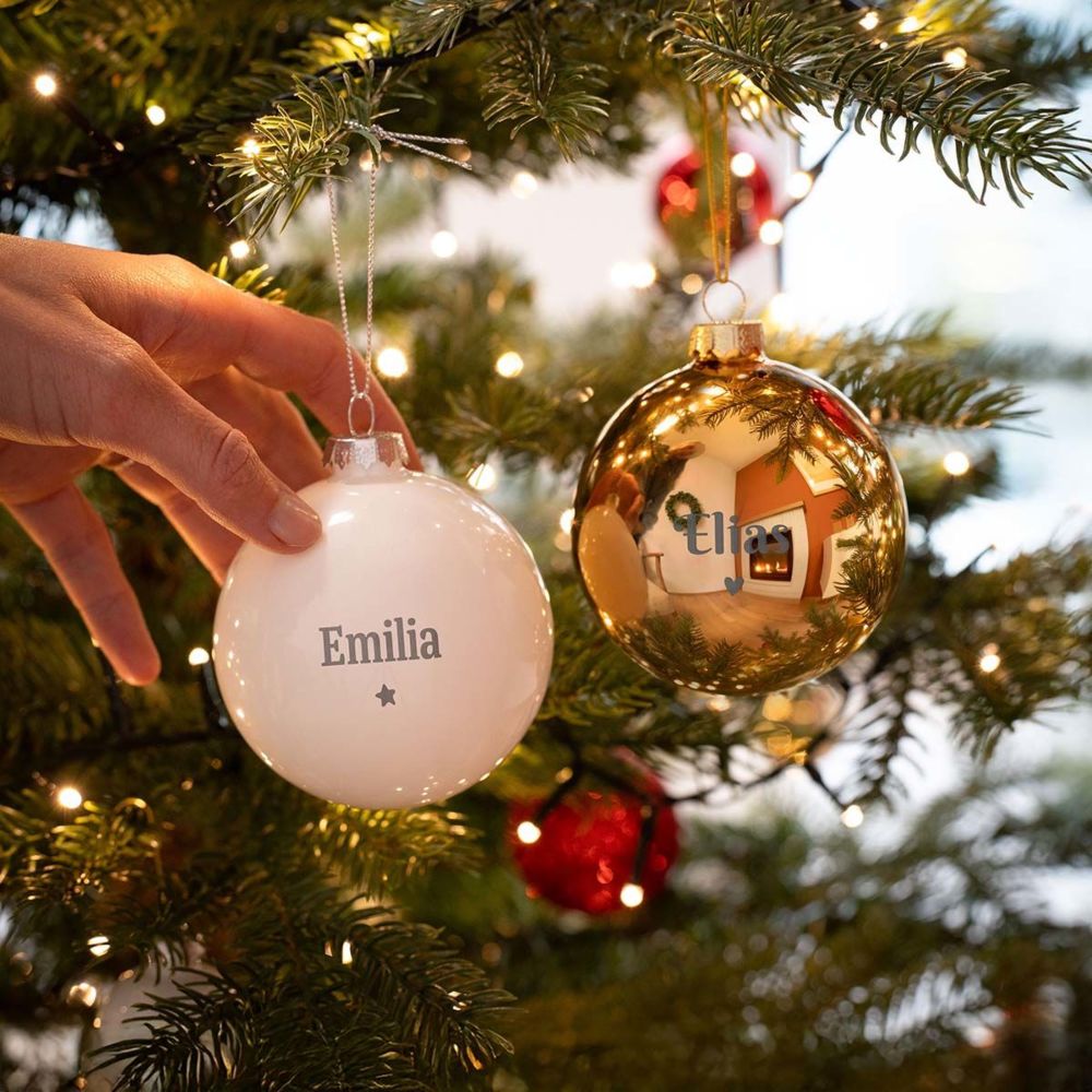 Personalisierbare Christbaumkugel mit Text