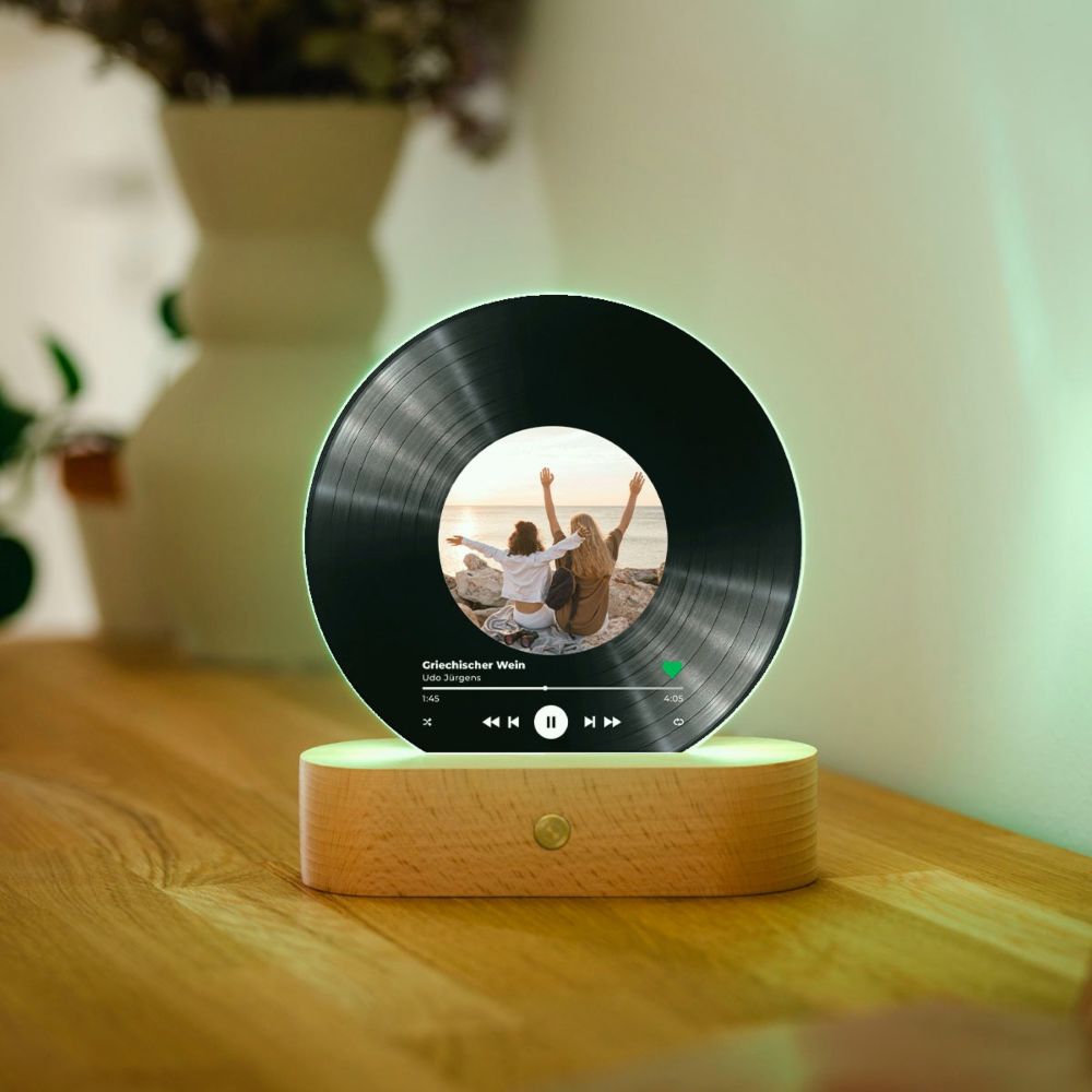 Personalisierbare LED-Lampe Schallplatte