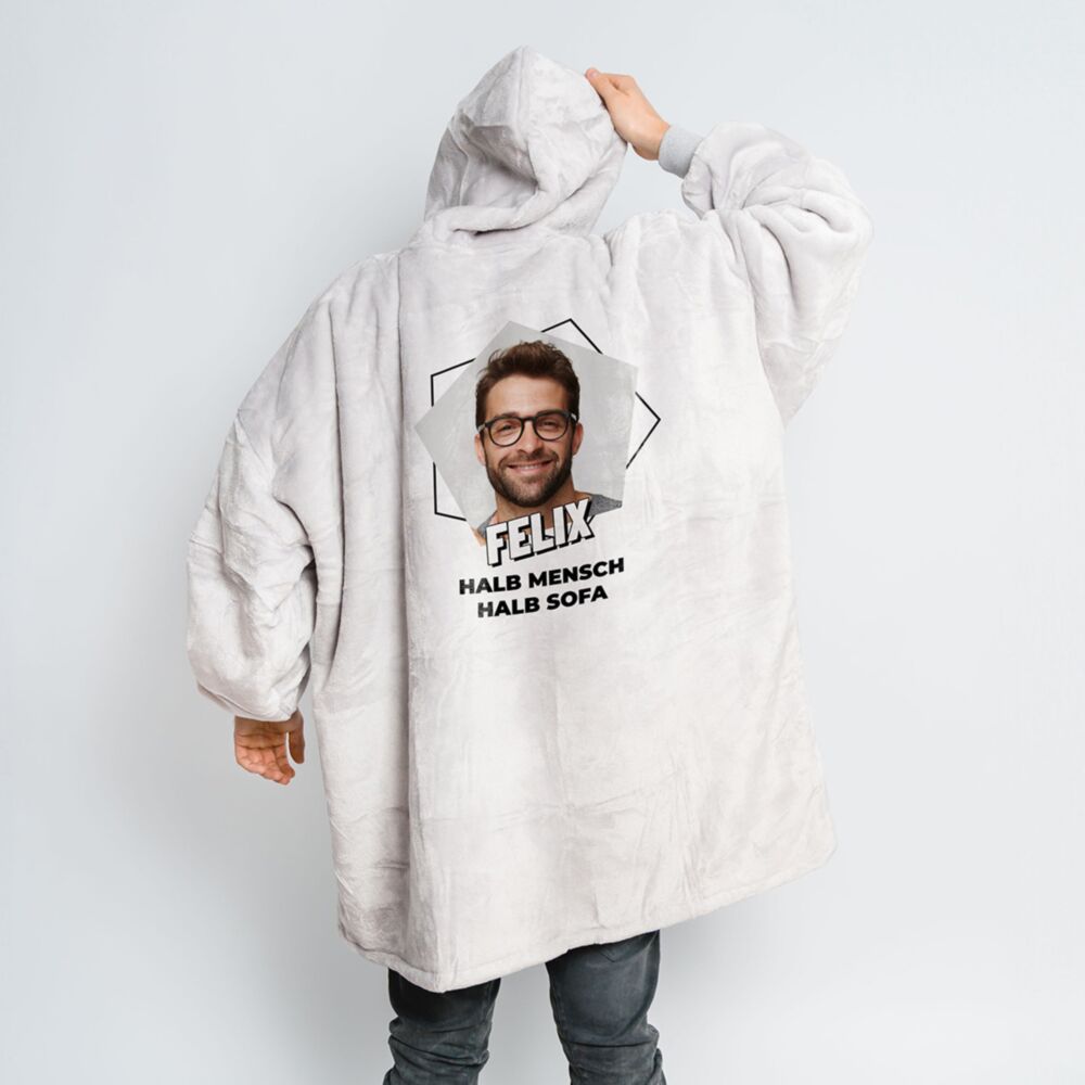 Personalisierbare Hoodie Decke mit Bild und Text