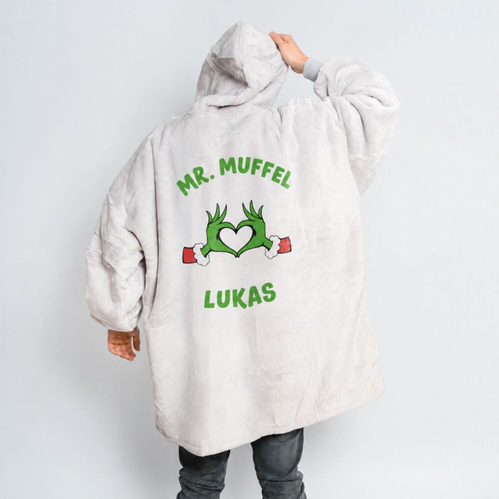 Personalisierbare Weihnachtsmuffel Hoodie Decke