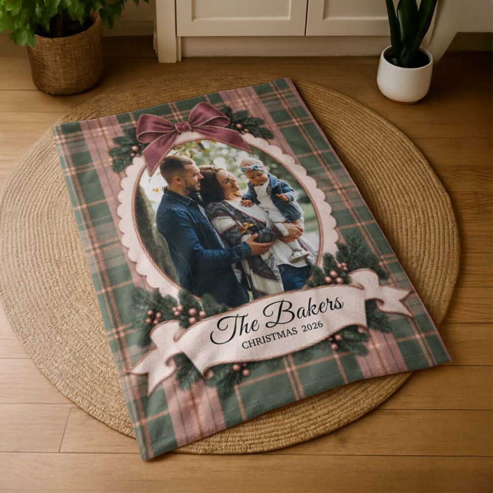 Kuscheldecke mit Foto und Text – Weihnachtsdesign personalisierbar