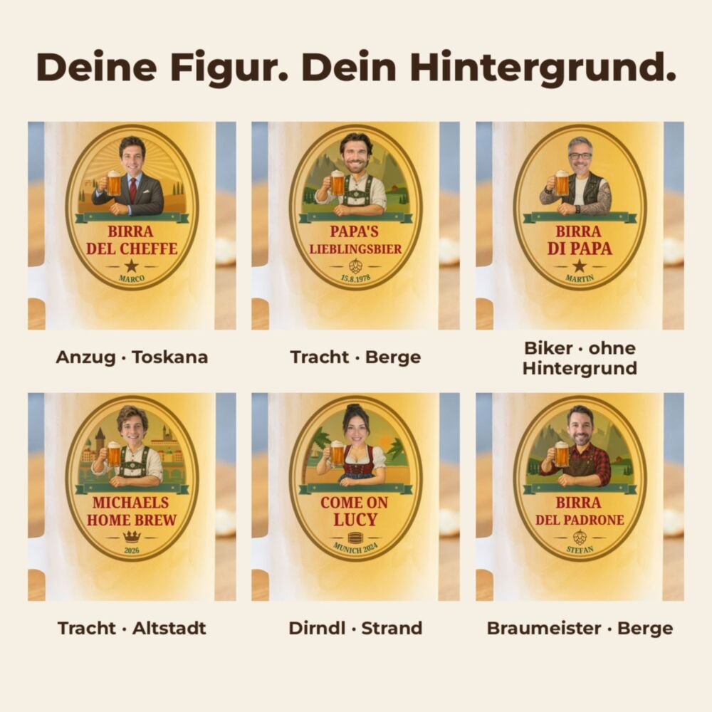 Personalisierbarer Bierkrug mit Logo und Gesicht