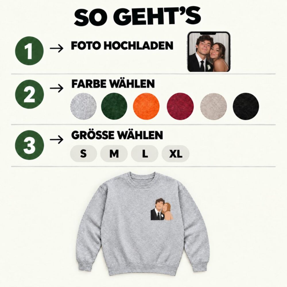 Personalisierbarer Pullover mit kleiner Illustration