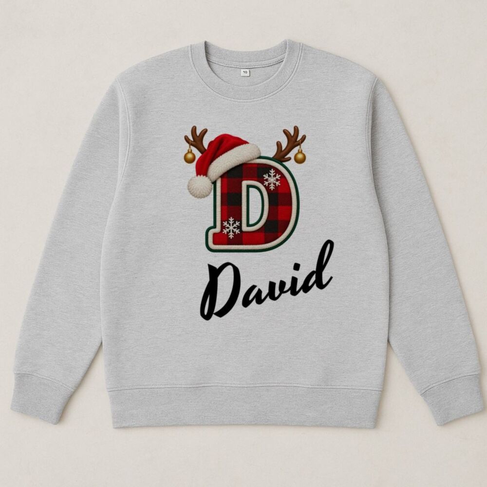 Personalisierbarer Weihnachtspullover mit Monogramm und Name