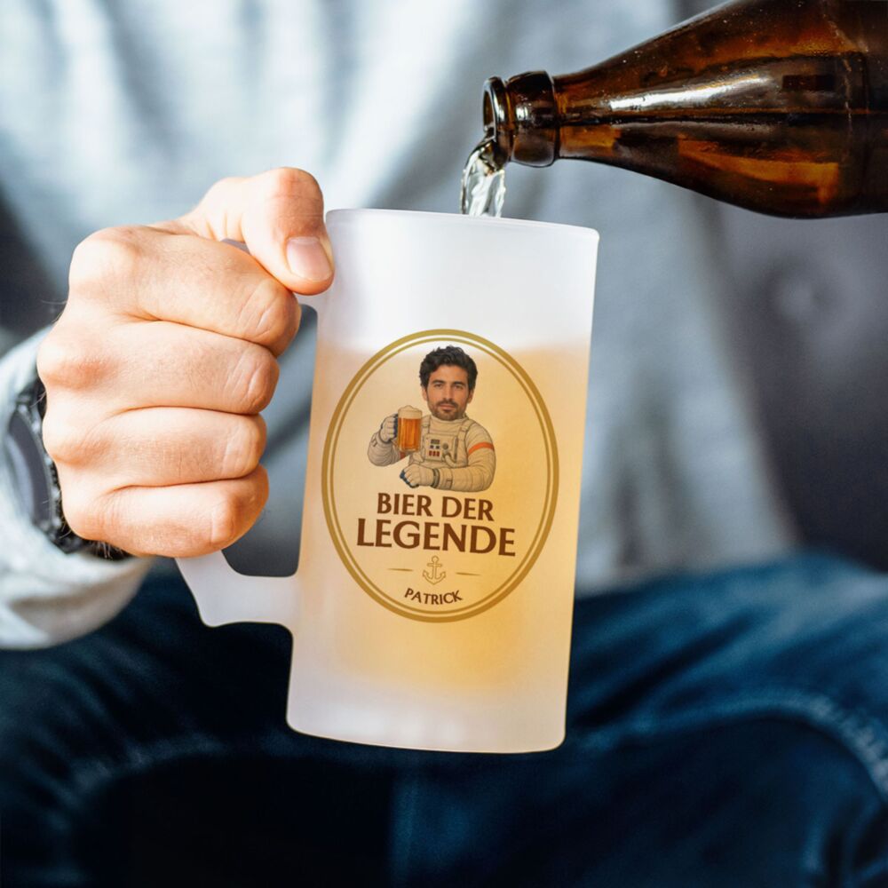 Bierkrug mit Foto und Namen personalisierbar – du als Pop-Ikone