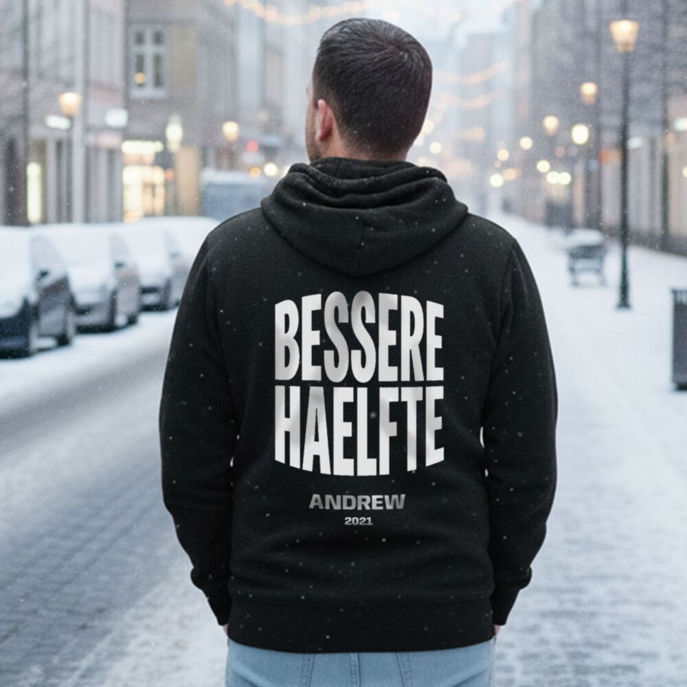 Personalisierter Kapuzenpullover mit Name - Bessere Hälfte