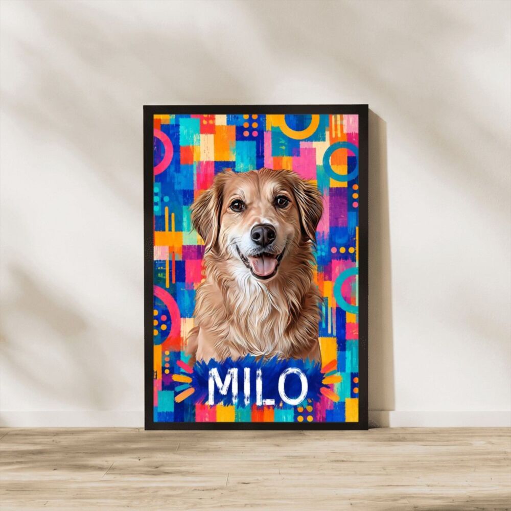 Hunde Poster personalisiert mit Foto und Namen – Buntes Gemälde