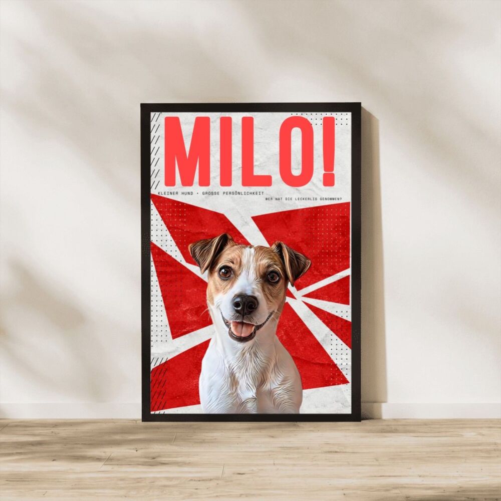 Hunde Poster personalisiert mit Foto und Namen – Retro-Halftone