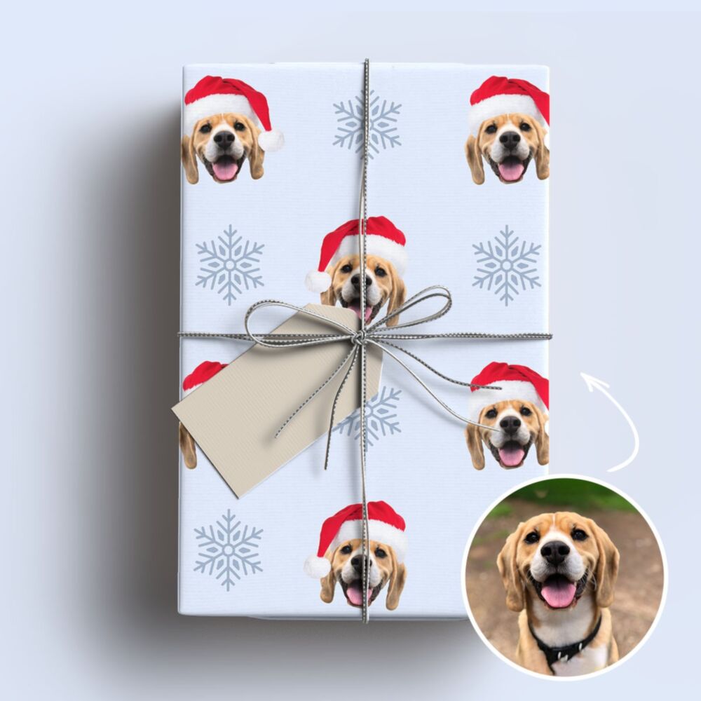Personalisierbares Geschenkpapier zu Weihnachten mit Haustier