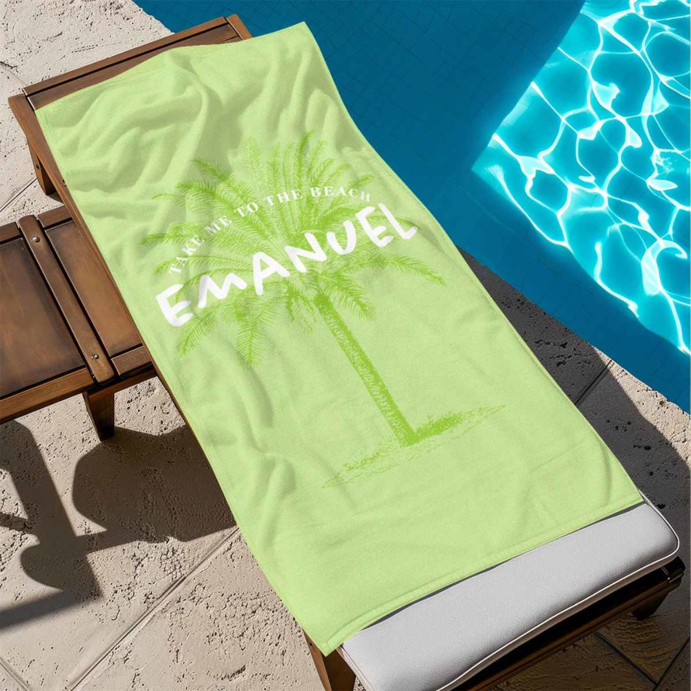 Personalisierbares Handtuch mit Palme und Text