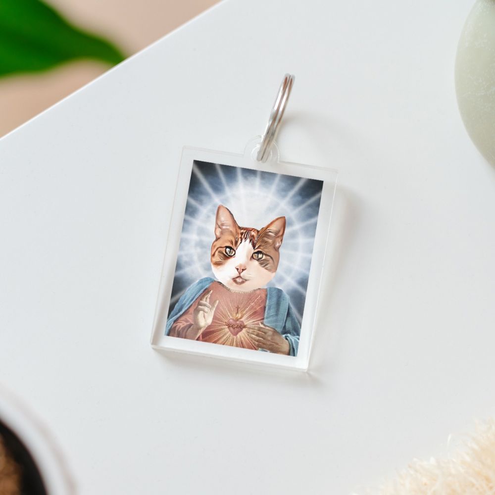 Personalisierbarer Acryl Schlüsselanhänger mit Heiligenschein und Gesicht