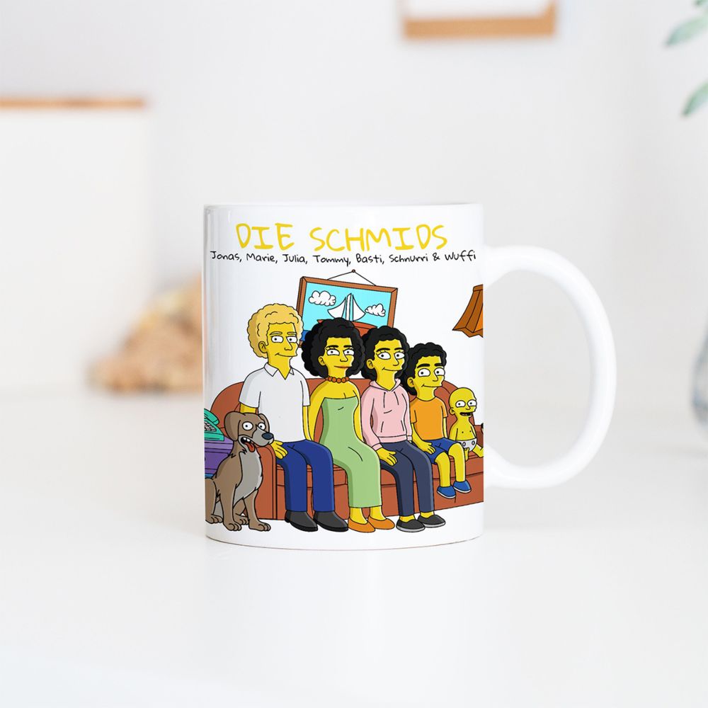 Personalisierbare Tassen-Illustration Cartoon Familie