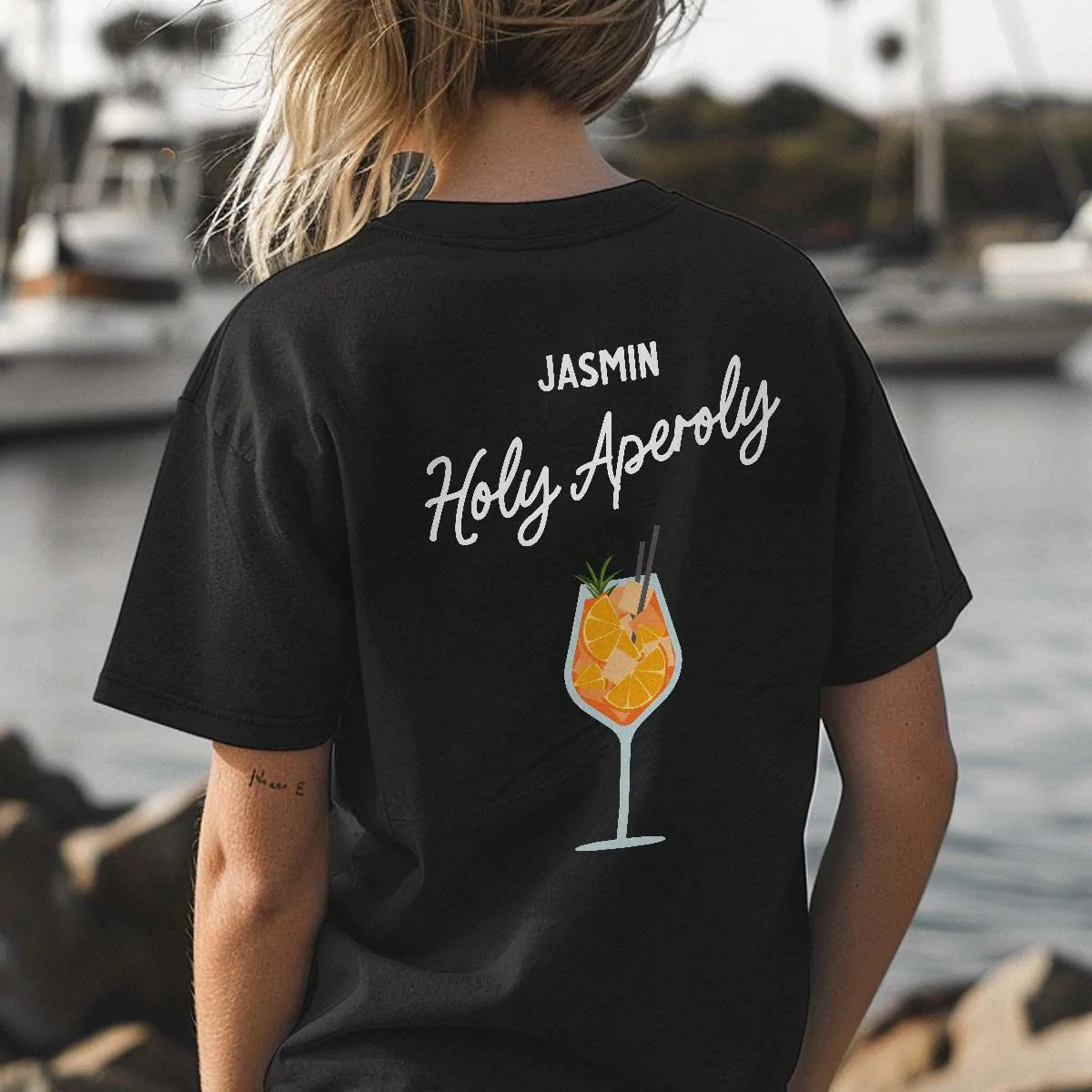 Personalisierbares T-Shirt mit Aperol Glas und Text
