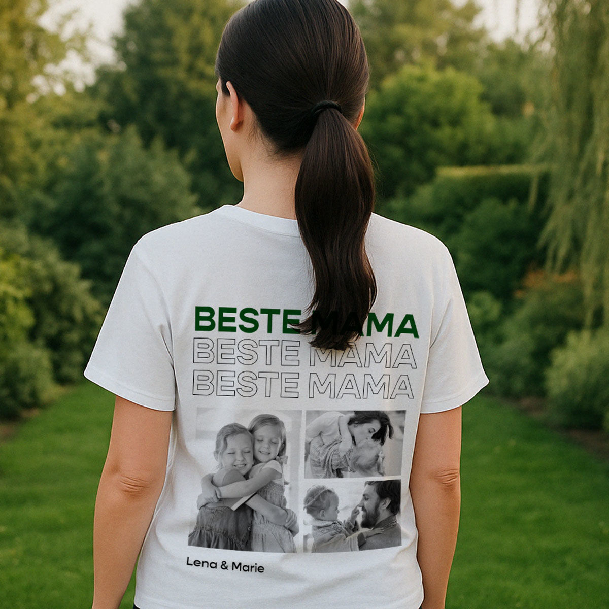 Personalisierbares T-Shirt mit Schwarz Weiß Fotos und Text