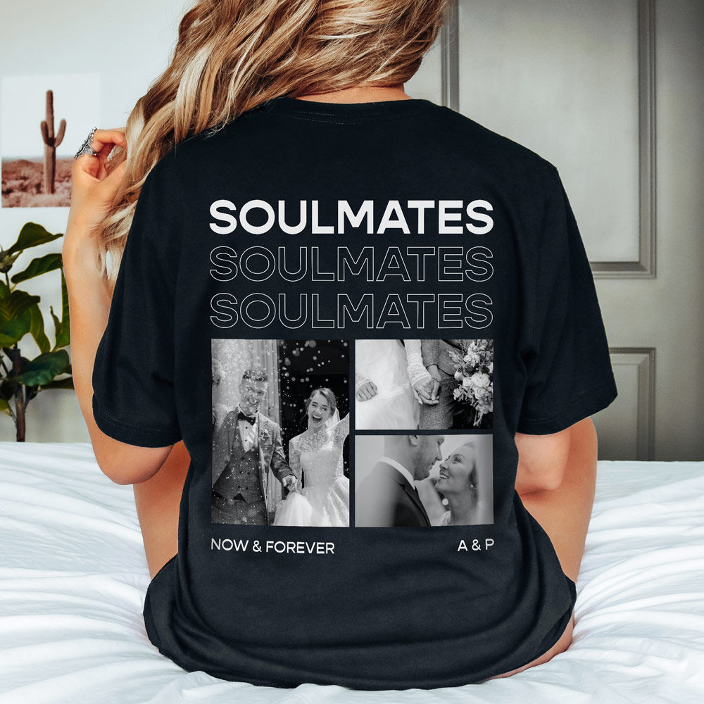 Personalisierbares T-Shirt mit Schwarz Weiß Fotos und Text