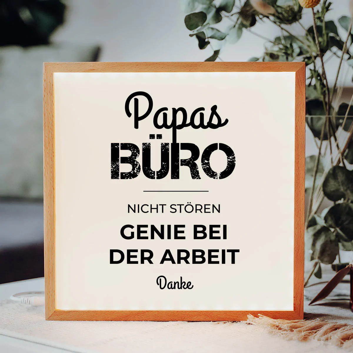 Personalisierbare Light Box mit Text