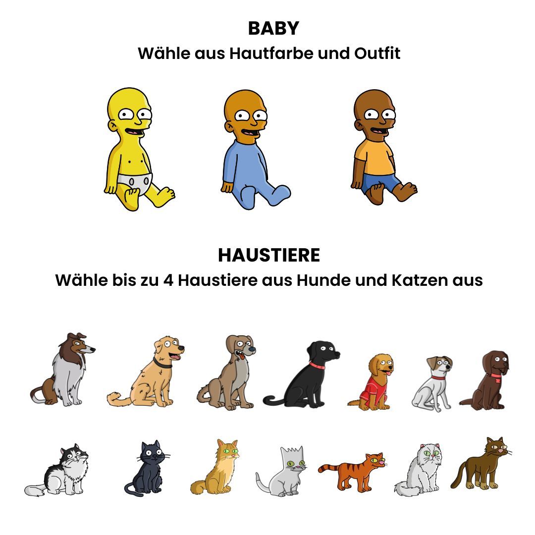 Personalisierbare Poster-Illustration Cartoon Familie