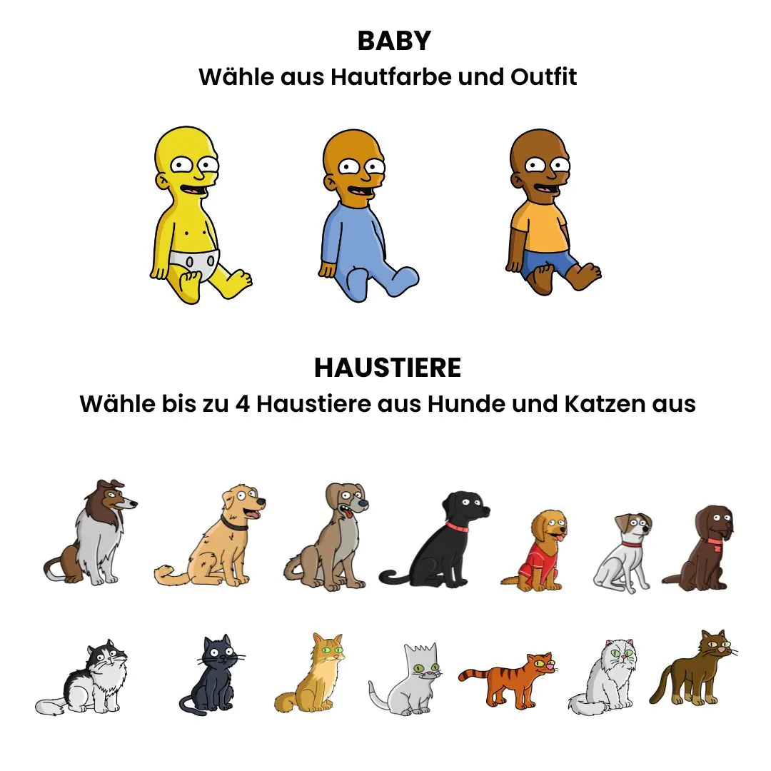 Personalisierbare Poster-Illustration Cartoon Familie