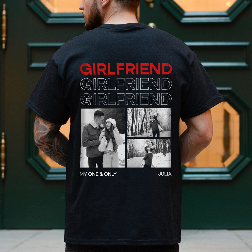 Personalisierbares T-Shirt mit Schwarz Weiß Fotos und Text