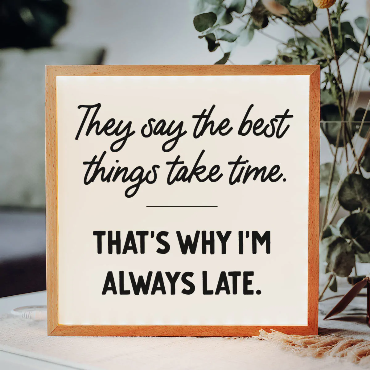 Personalisierbare Light Box mit Text
