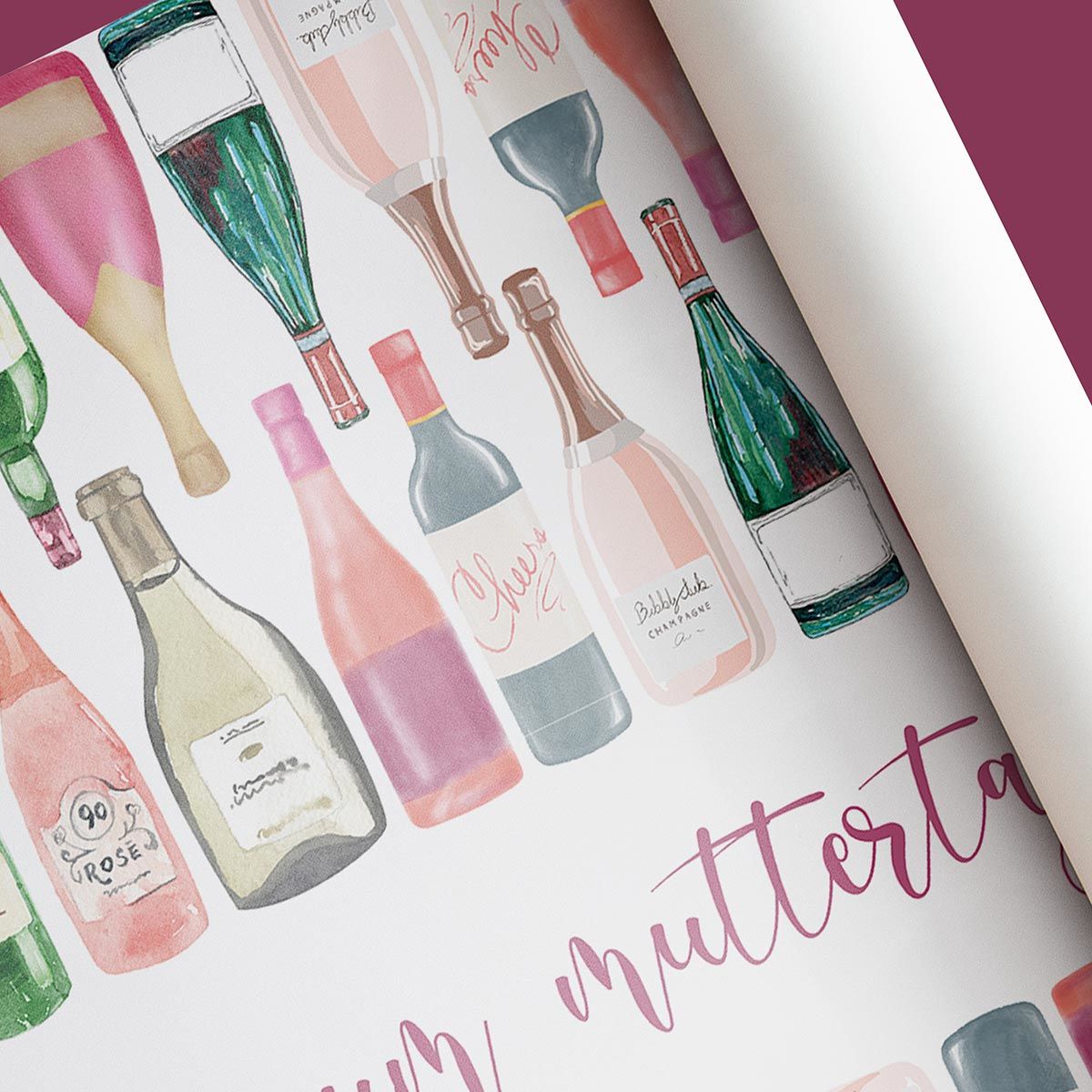Personalisierbares Geschenkpapier mit Text und Illustration