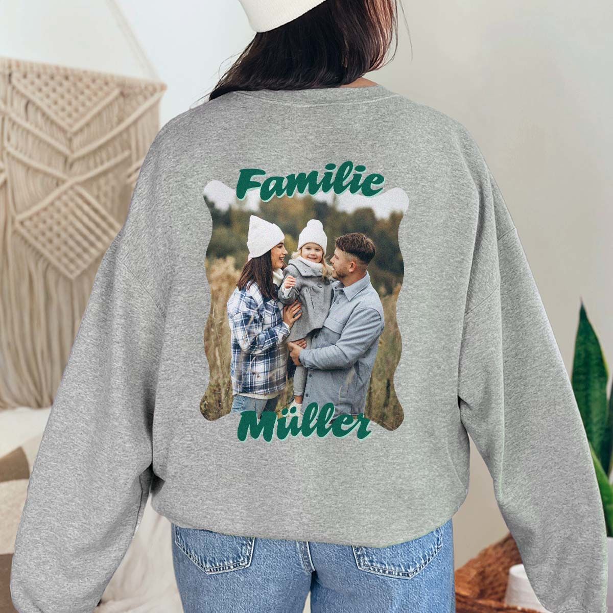 Personalisierbarer Pullover mit Foto und Text