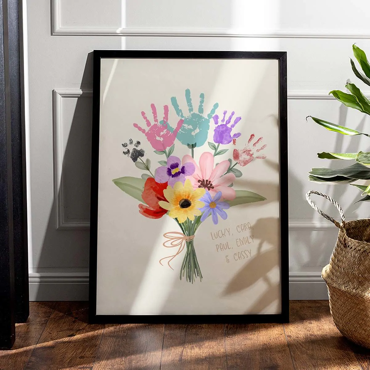 Personalisierbares Poster Blumenstrauß mit Handabdruck