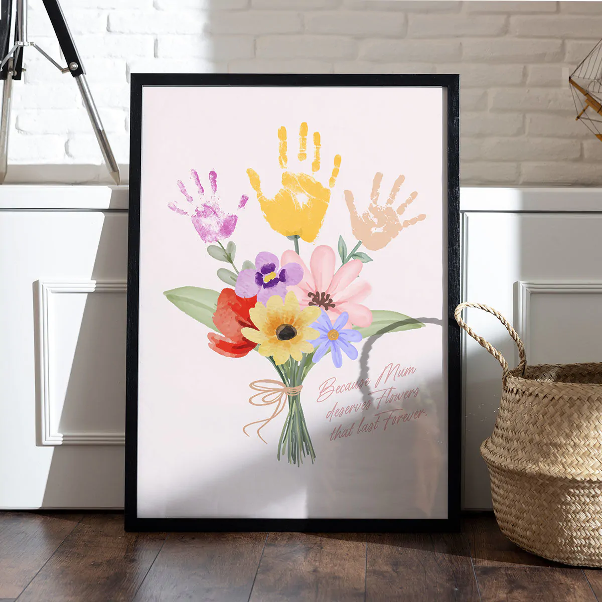 Personalisierbares Poster Blumenstrauß mit Handabdruck