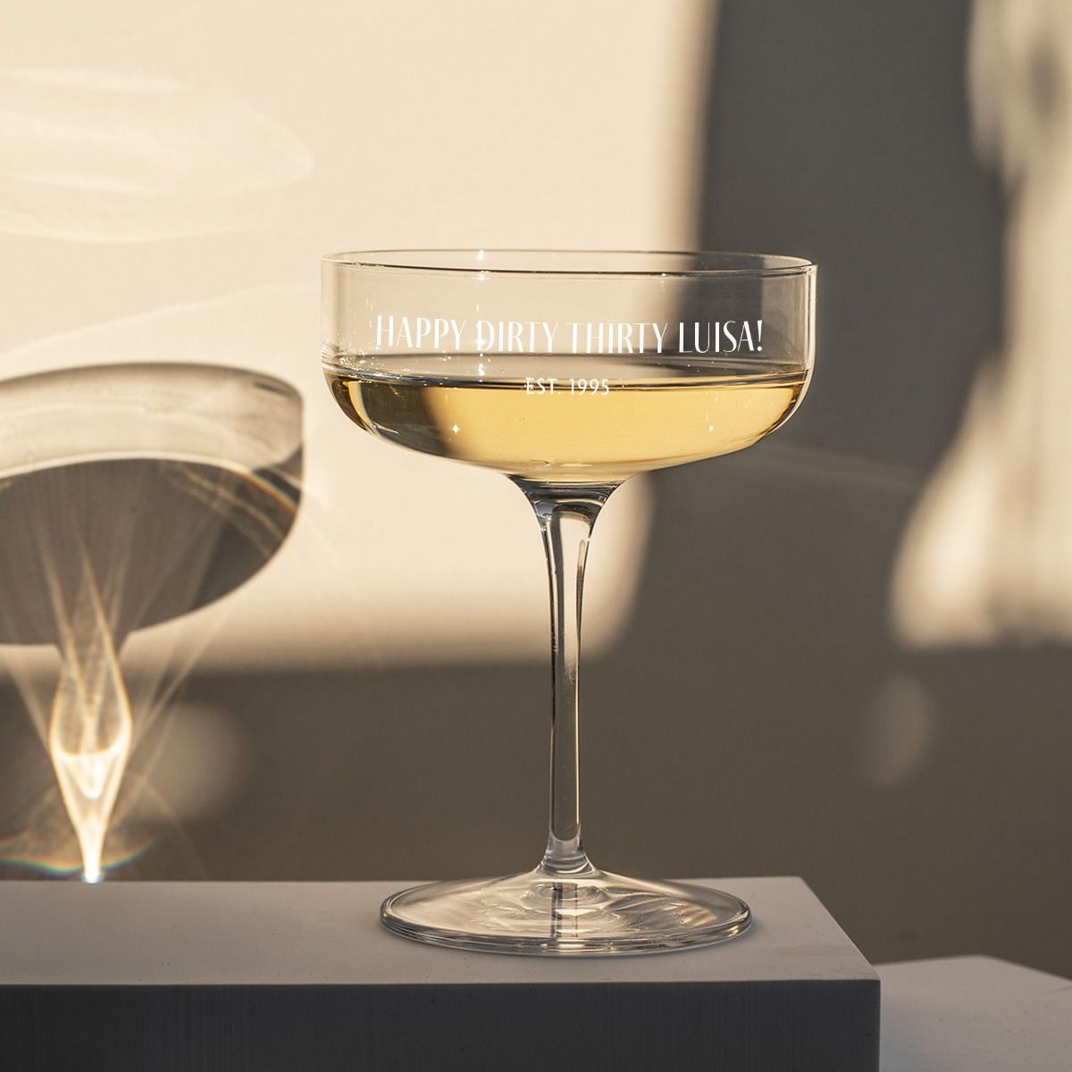 Personalisierbare Champagnerschale mit Text