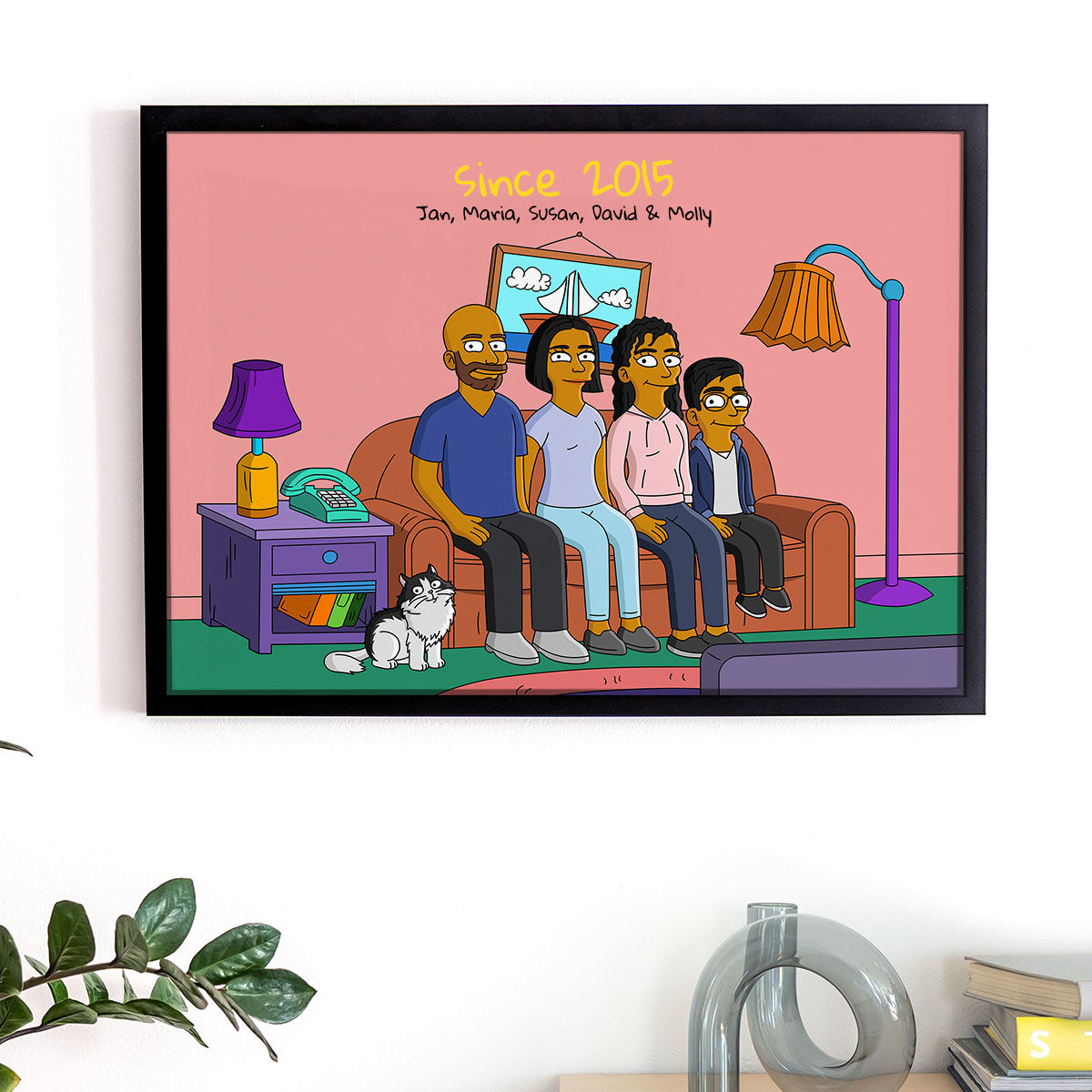 Personalisierbare Poster-Illustration Cartoon Familie
