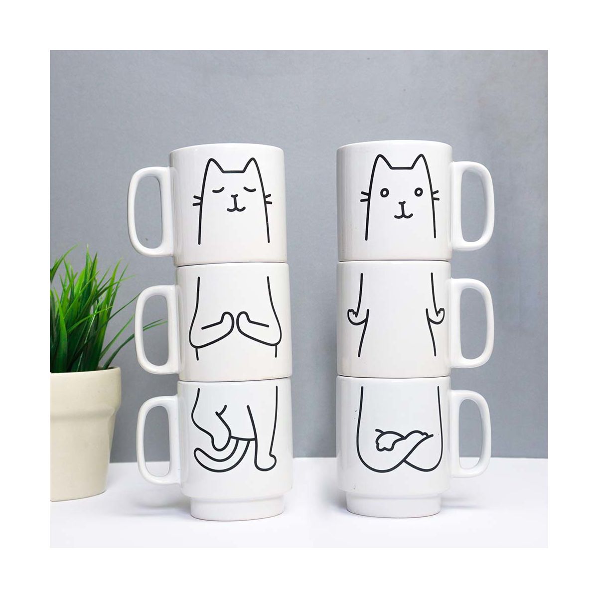 Mini-Blumentopf-Deko 'Yoga-Katzen' – Set Mit 4 Figuren Für Zimmerpflanzen, Garten & Geschenke