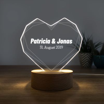 Personalisierbare Herz-Lampe mit Name Personalisierbare Herz-Lampe mit Name