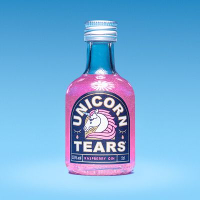 Einhorn-Tränen Pink Gin mit Himbeere in der Mini-Flasche