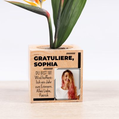 Ecocubes im Holzwürfel mit Bild und Text Ecocubes im Holzwürfel mit Bild und Text