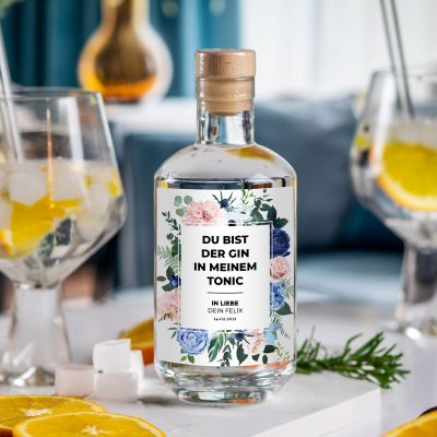 Personalisierbarer Gin mit Text und Blumenmuster Personalisierbarer Gin mit Text und Blumenmuster