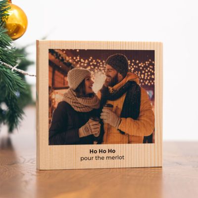 Personalisierbarer Holzblock mit Foto und Text Personalisierte Geschenke Quadratisches Holzbild mit Bild und Text