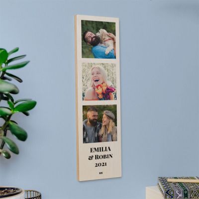 Geschenke für Frauen Schmales Holzbild mit 3 Bildern und Text